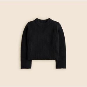 J. Crew Women's Ribbed Cashmere Cropped Crewneck Sweater CB928 Black Size M NWOT